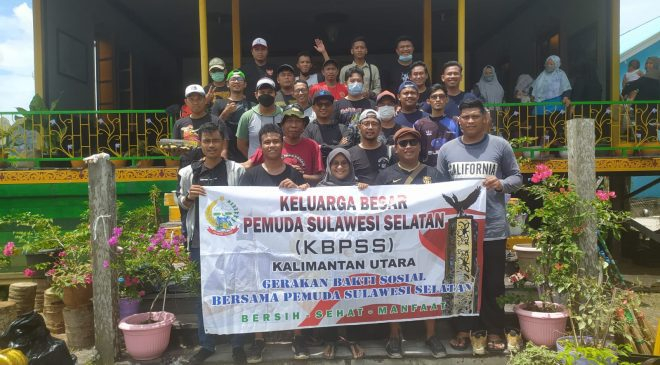 Sambut HUT Bulungan dan Tanjung Selor, Pemuda Sulsel dan Lintas Komunitas Bersih-Bersih Rumah Raya